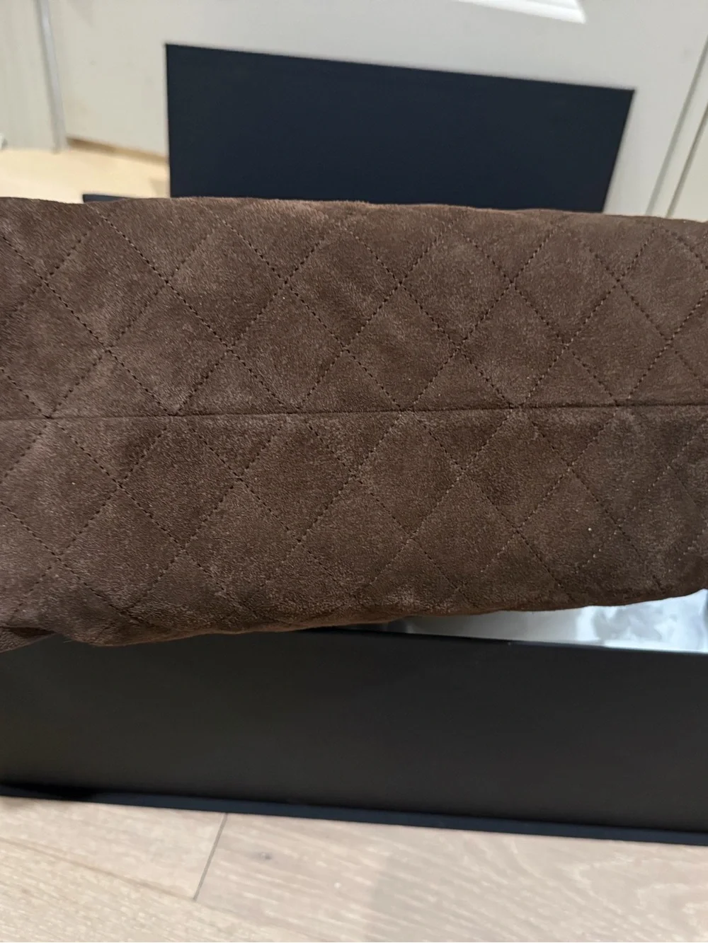 NWT Chanel Medium 25 Hobo Bag Dark Brown Suede Antique Gold Hardware